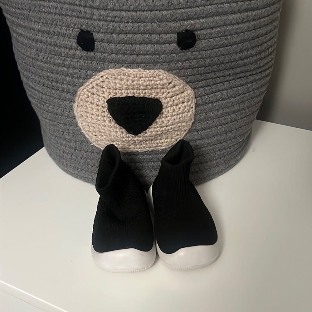 Kids black sock shoes